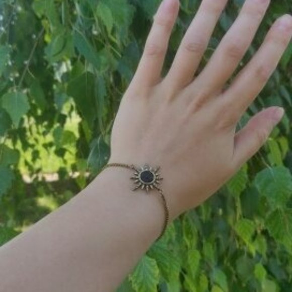 Boho Black Sun Burst Gold Bracelets - Picture 4 of 4